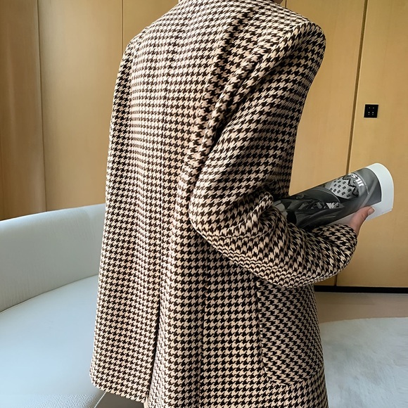 Commense Houndstooth Split Blazer With Belt Size XS NWT - Picture 3 of 5